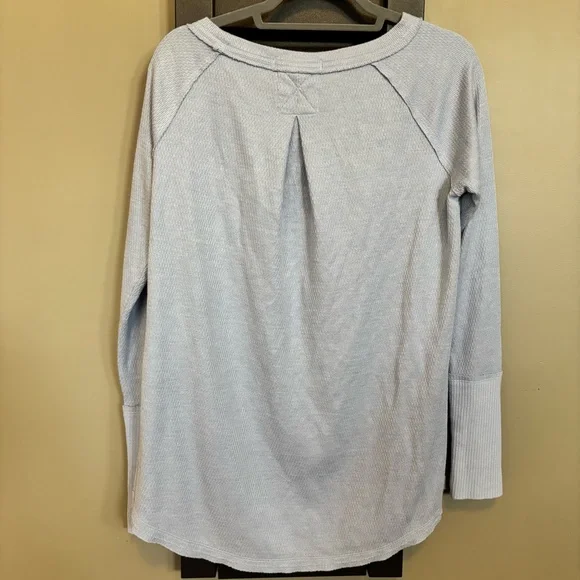 We The Free Free People Blue Ribbed Long Sleeve Top Size Small - Picture 5 of 7